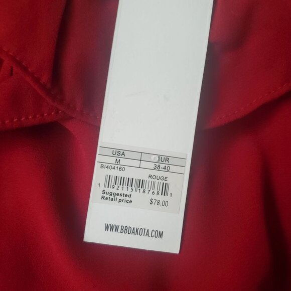 Bb Dakota womens blouse Size medium Red color sleeveless ruffle new $ 78 - Picture 8 of 15